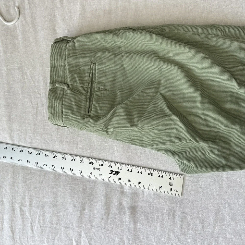 Lands End‎ Mens Sage Green Corduroy Pants Straight Leg 35x28 Cotton Chinos